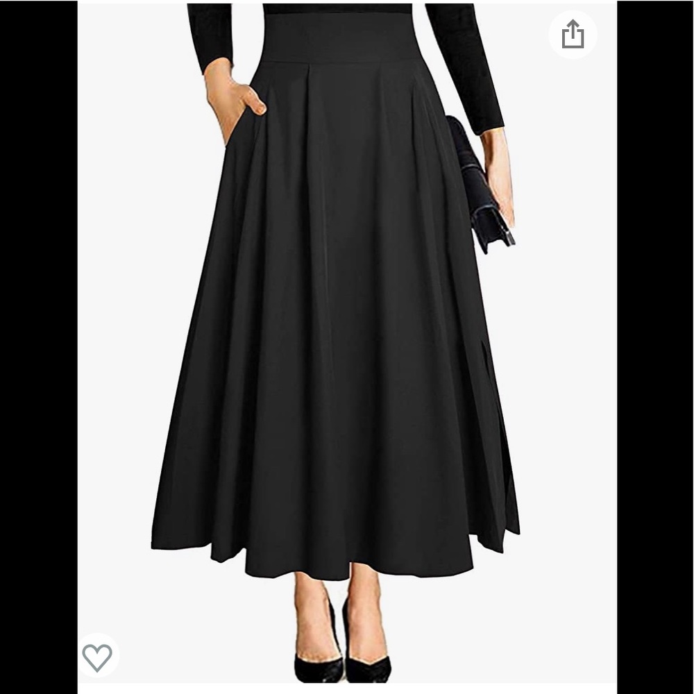 Women’s Ankle length A line flowy long maxi skirt , in Black size XL
